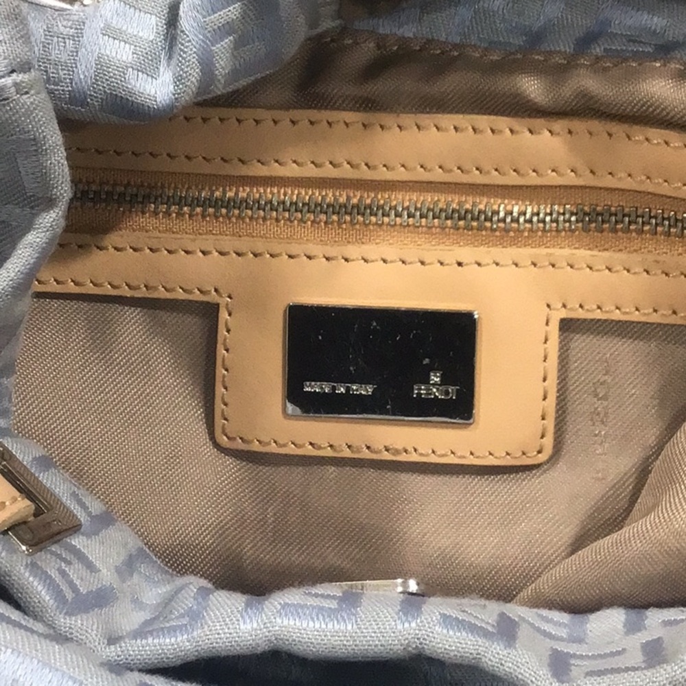 Fendi Handbag Tote Light Blue Oyster Cloth Canvas $1200 - Picture 2 of 11